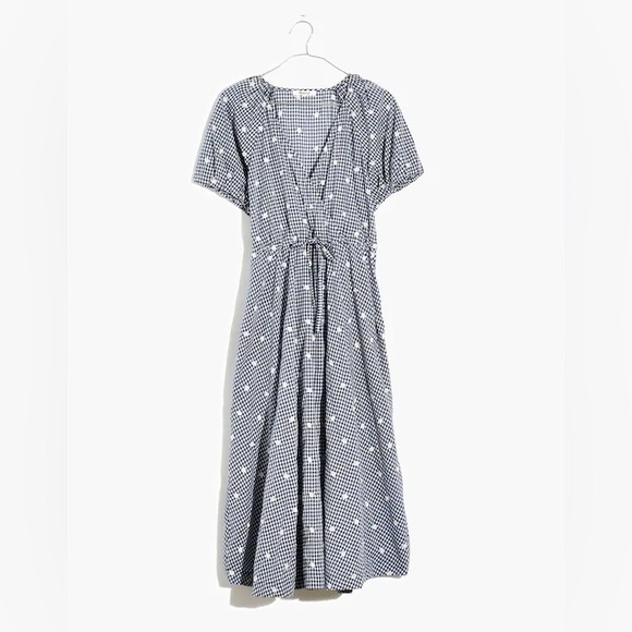 Madewell blue Gingham Embroidered Dress - Large - Picture 3 of 8